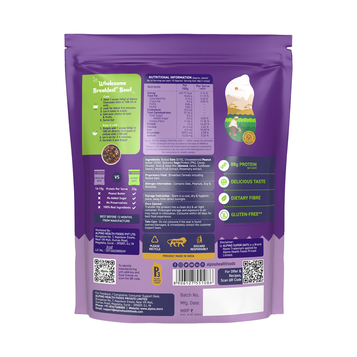 Alpino Super Oats Chocolate 400g