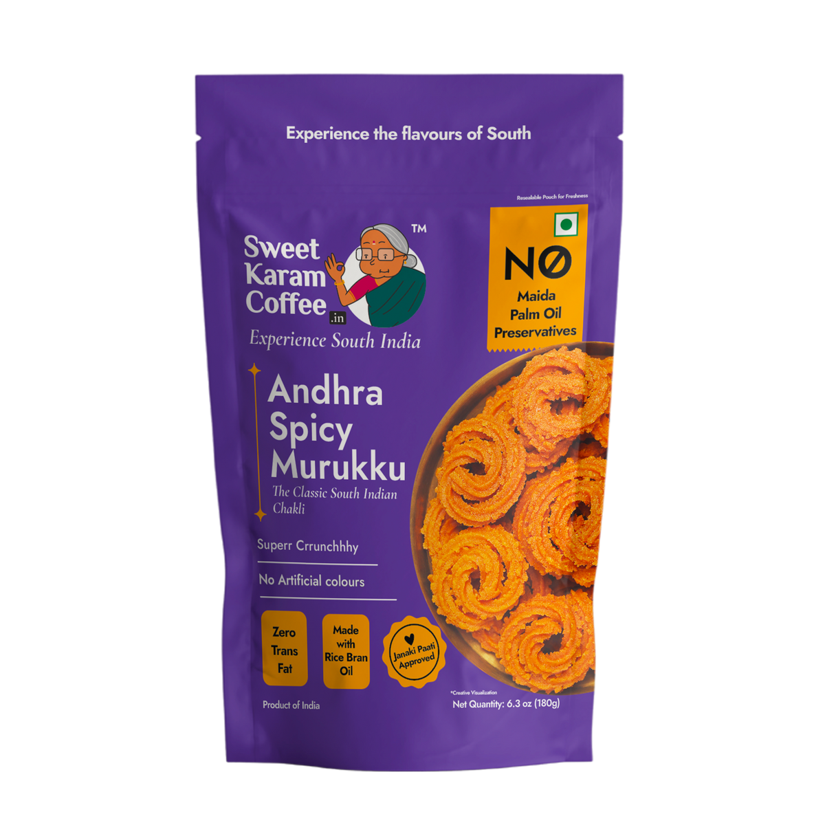 SKC Andhra Spicy Murukku 180g pack front