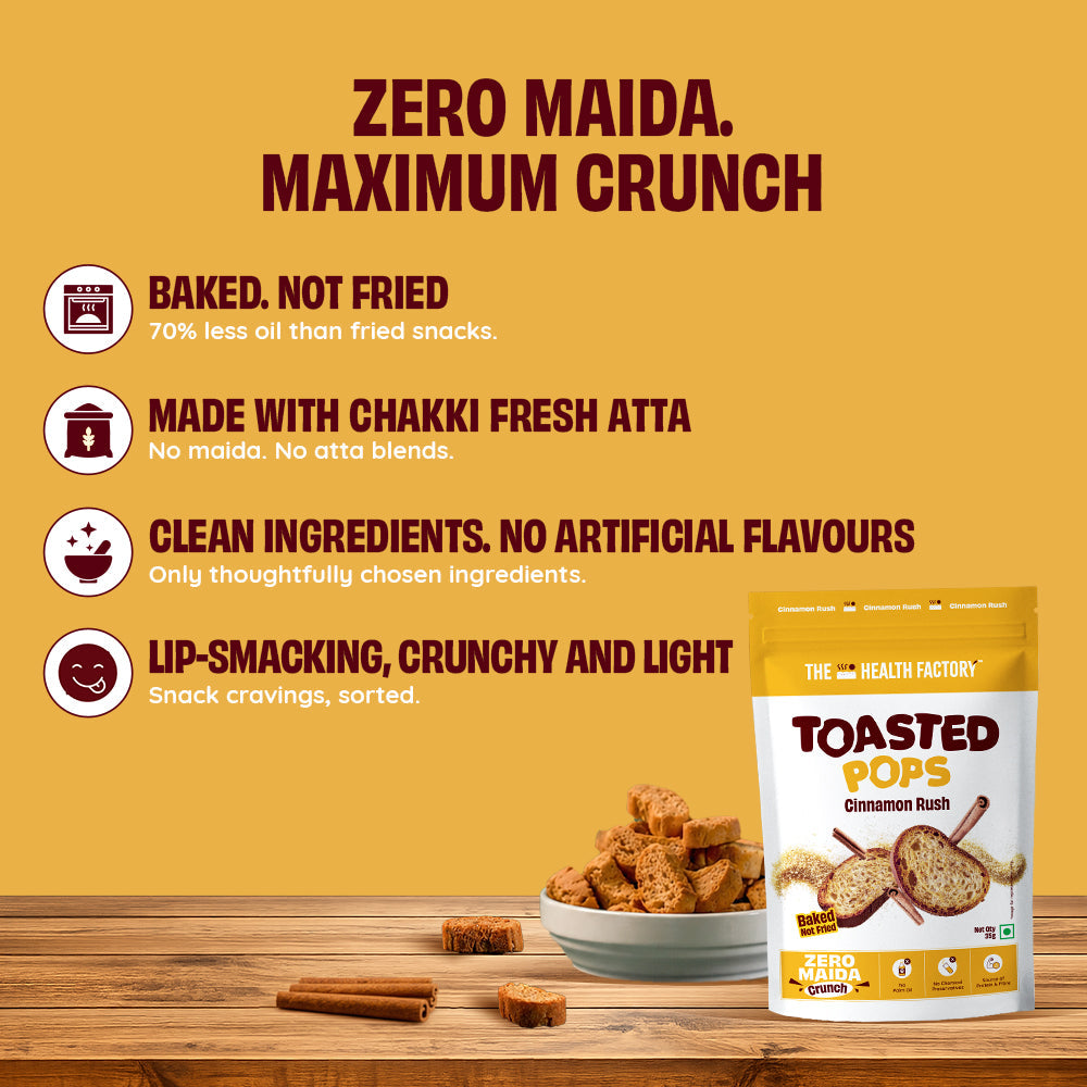 The Health Factory Toasted Pops — Cinnamon Rush 35g