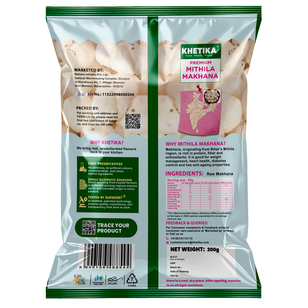 Khetika Premium Raw Phool Makhana