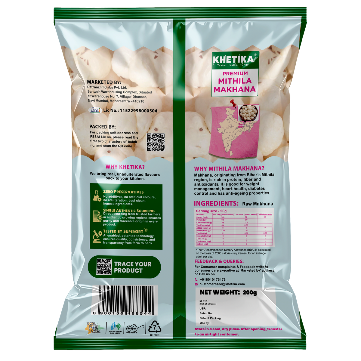 Khetika Premium Raw Phool Makhana