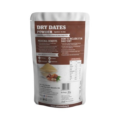 Sohum Udyog Dry Dates (Kharik) Powder 250g — back of pack