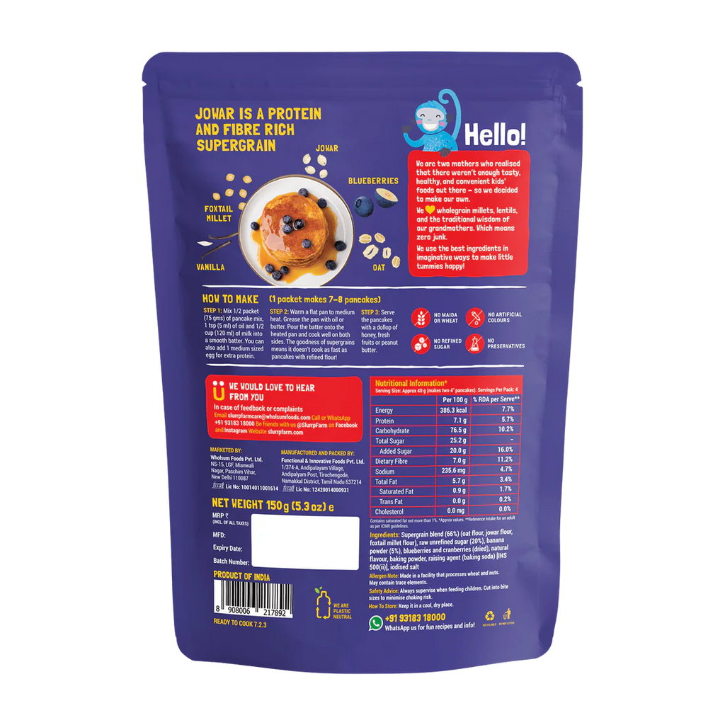 Slurrp Farm Millet Pancake Mix — Blueberry