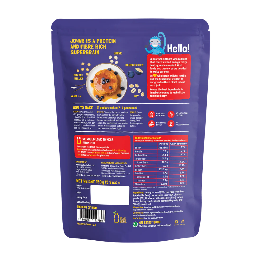 Slurrp Farm Millet Pancake Mix — Blueberry