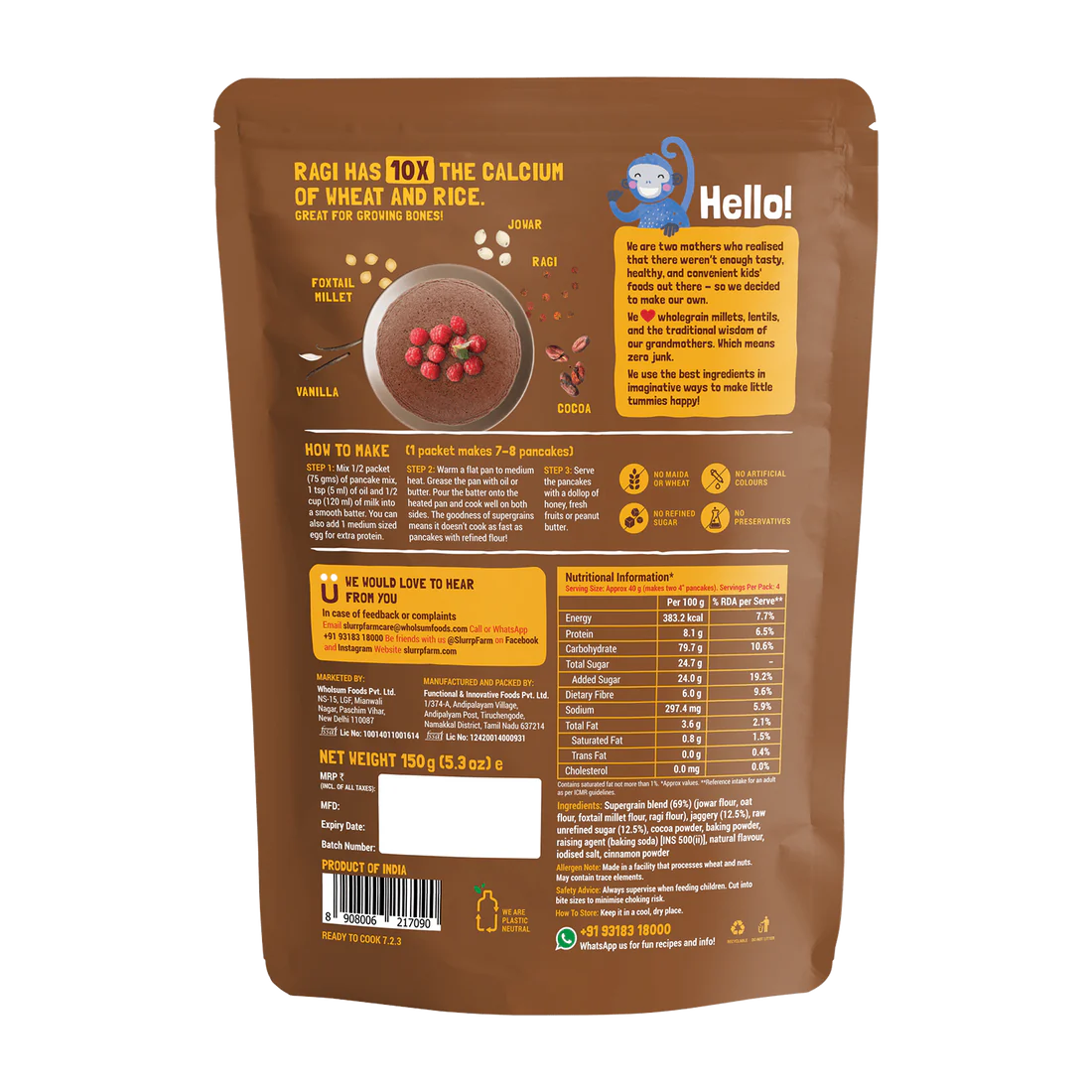 Slurrp Farm Millet Pancake Mix — Chocolate