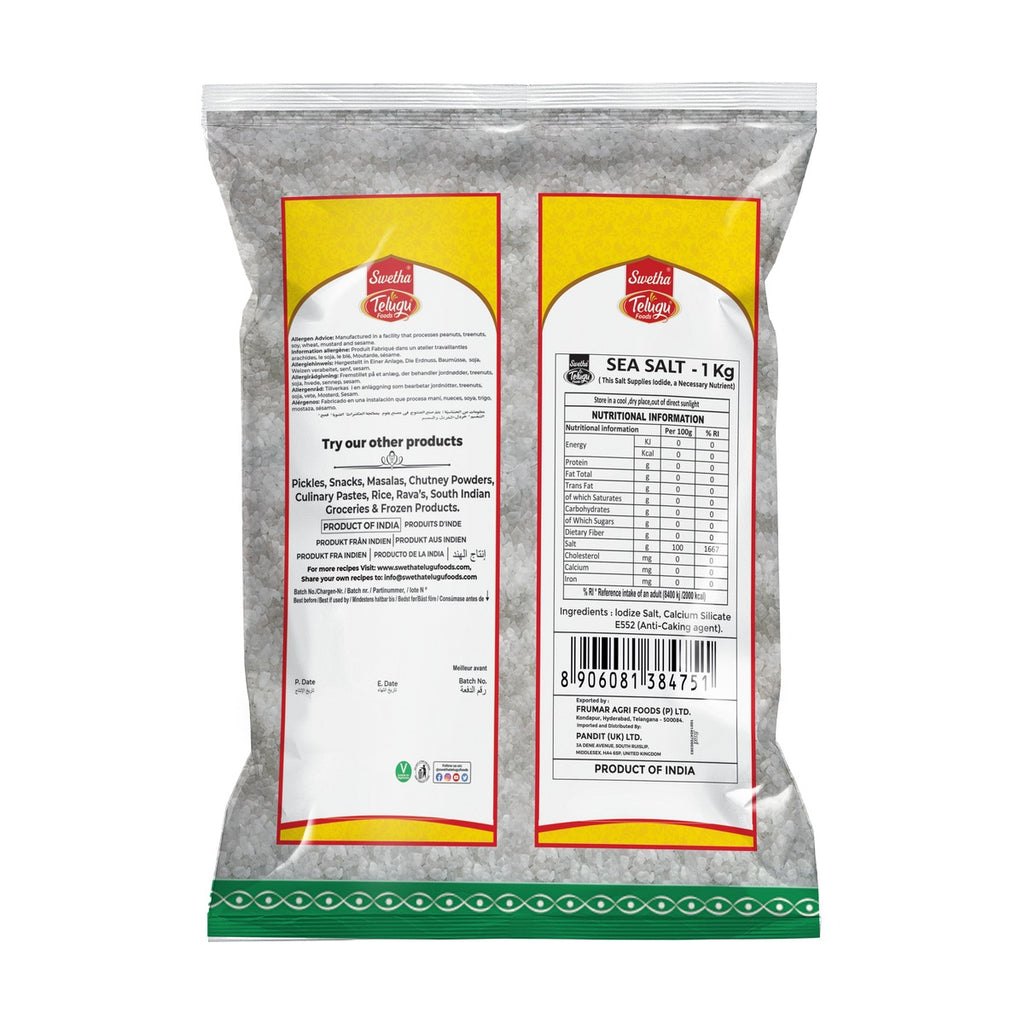 Swetha Telugu Sea Salt 1kg pack back