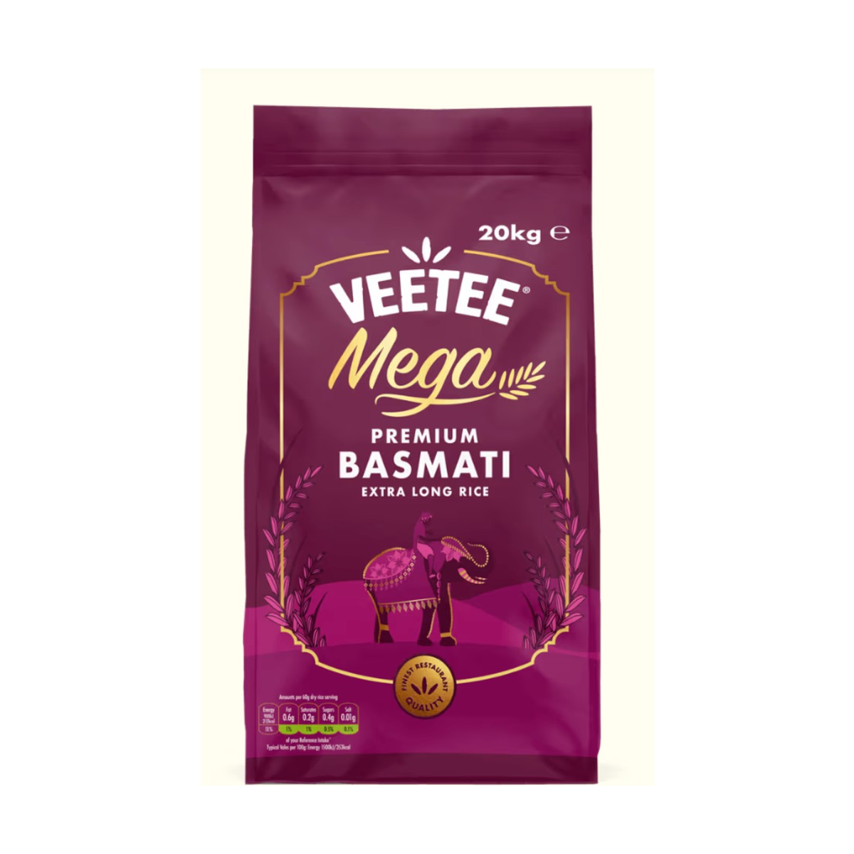 Veetee Mega Extra Long Basmati Rice 20kg bag